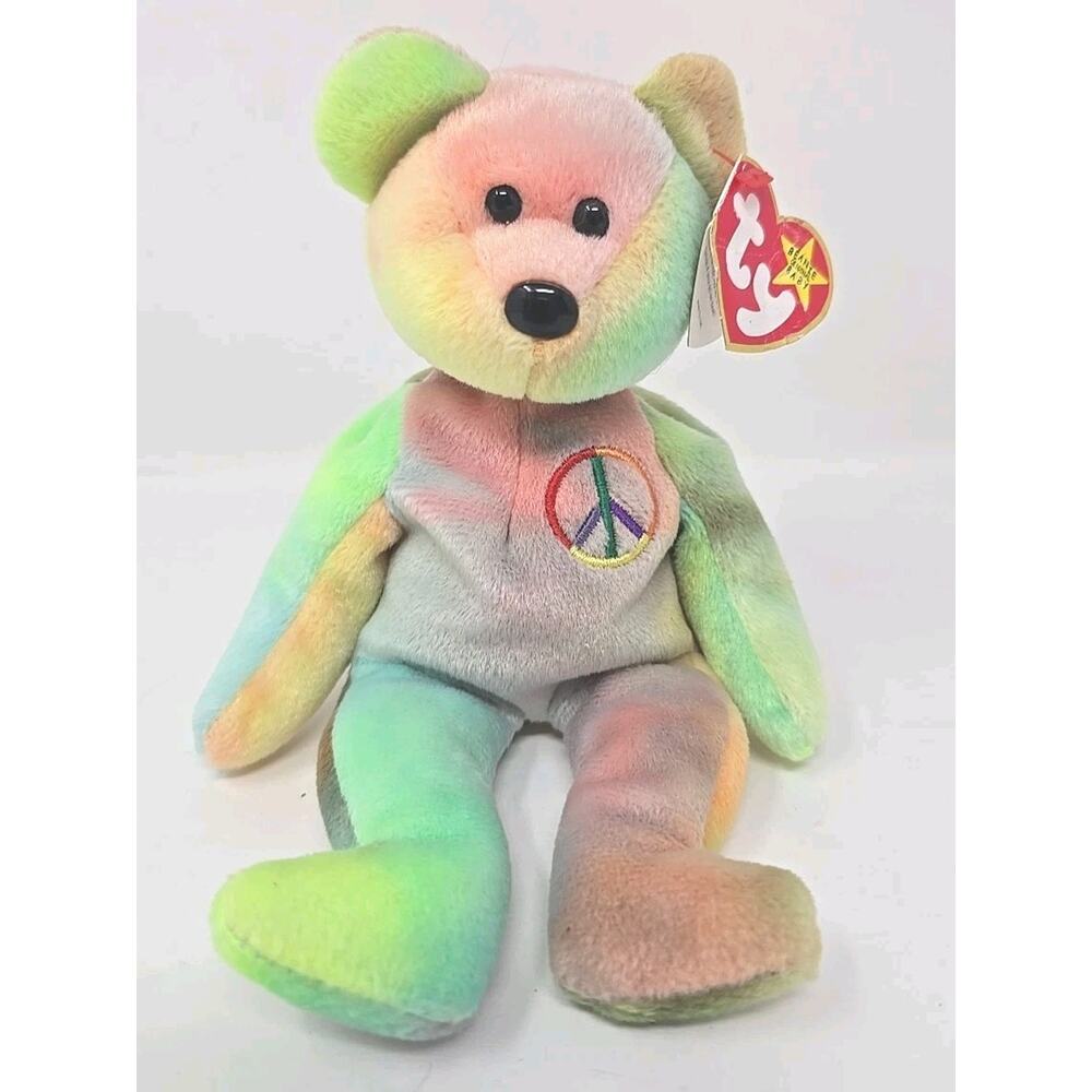 1996 Ty Beanie Baby TY Collectibles "Peace" Retired Colorful Tye Dye Bear BB22